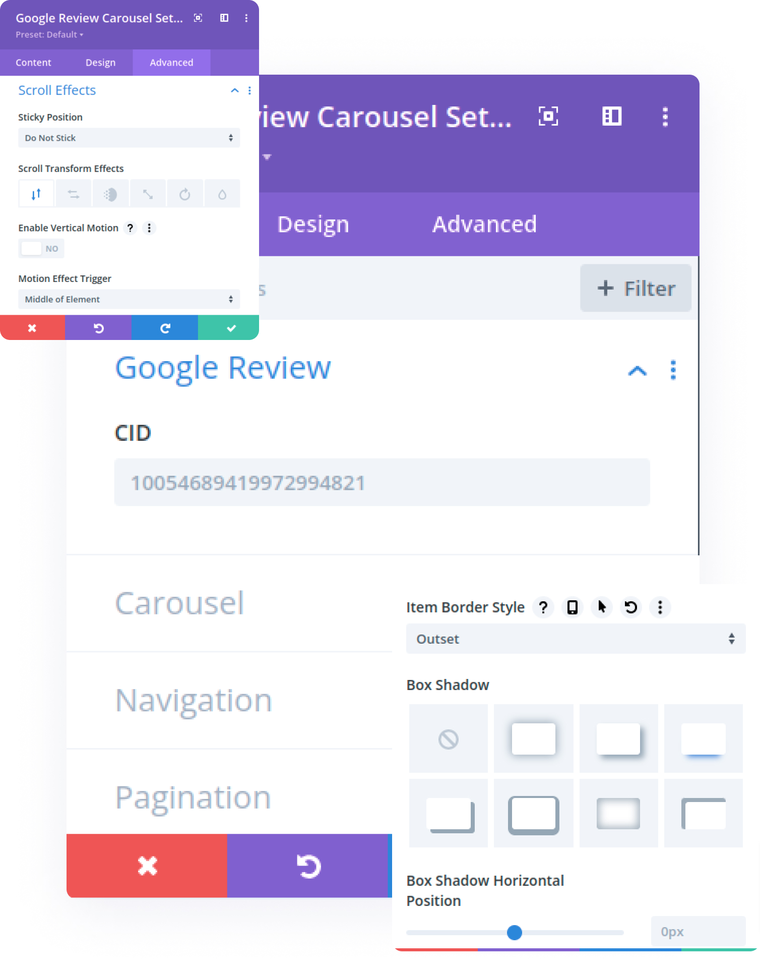 divi google review carousel features