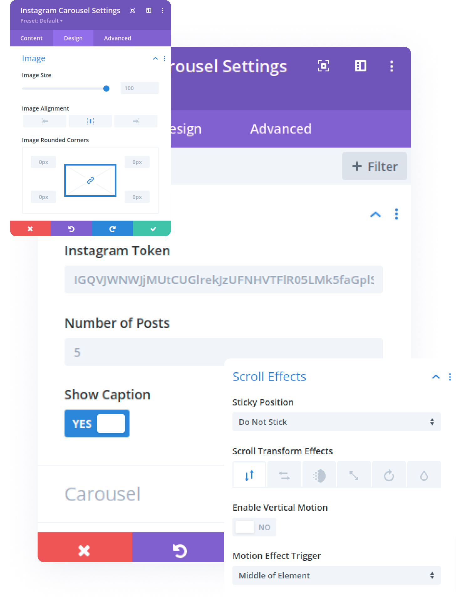 divi instagram carousel features 