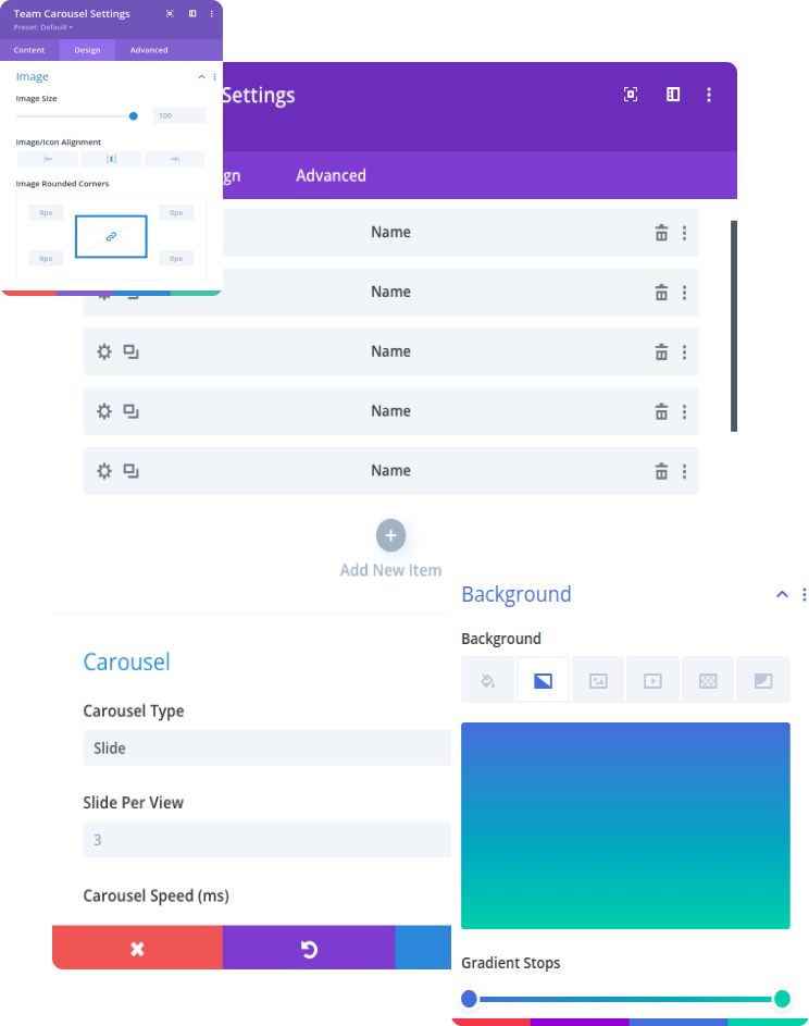 divi team carousel features